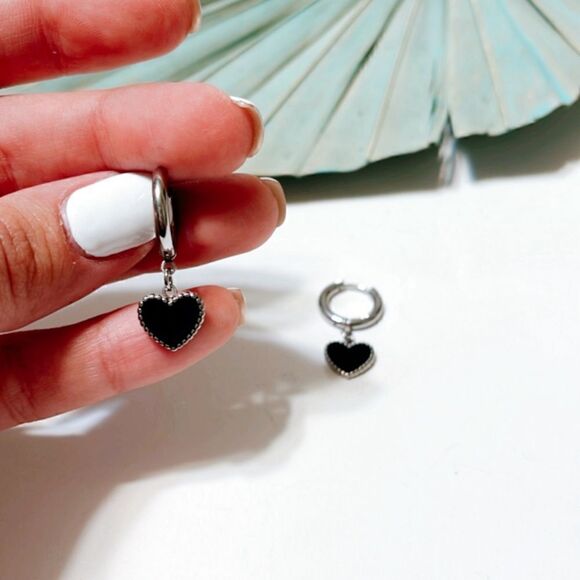 Silver heart hoop earrings #80 - Picture 2 of 3